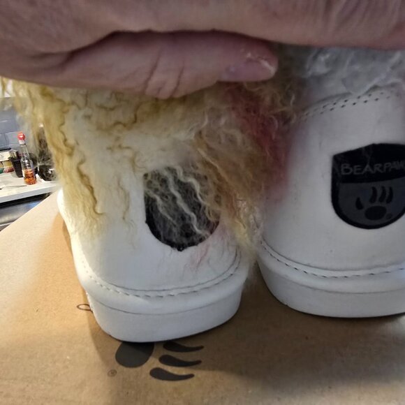 BEARPAW Boo Real Lamb Fur Lined Boots White / Rainbow Women's Size 8 NEW RARE - Picture 5 of 14